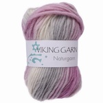 Viking garn Naturgarn 50g - Multi rosa/vit/gr (677)