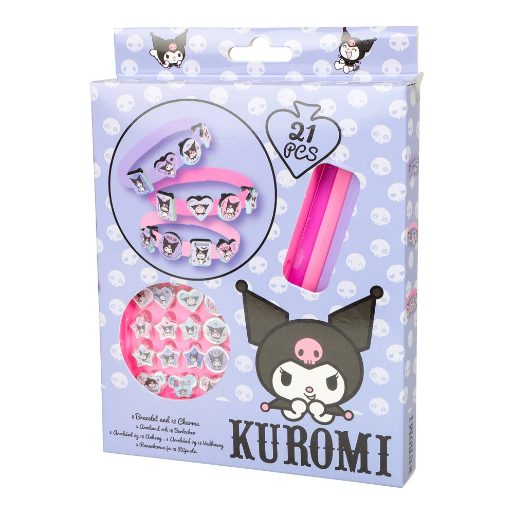 Armbandset Kuromi - 3 armband med 18 berlocker