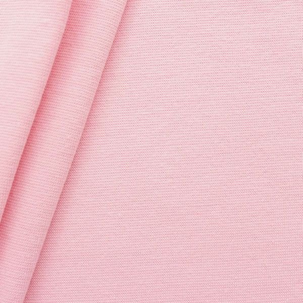 Ensfarvet bomuldsribstof - rør 35 cm - Babyrosa - Manchet, Beklædningsstoffer, Stof