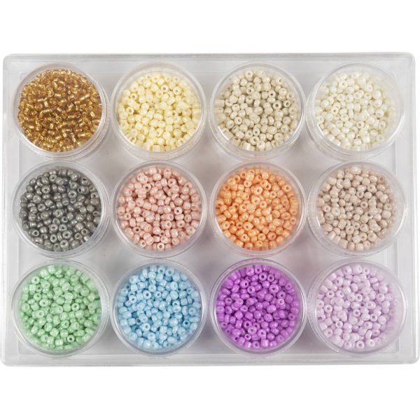 Rocaillepärlor - pastellfärger - 12 x 17 g Rocaillepärlor - pastellfärger - 12 x 17 g