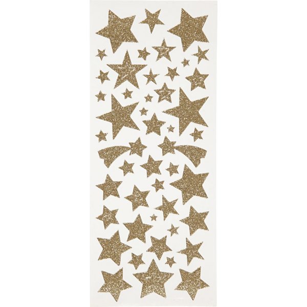 Glitterstickers - guld - stjärnor - 2 ark Glitterstickers - guld - stjärnor - 2 ark