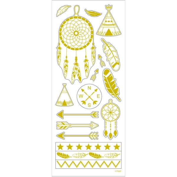 Klistermærker indisk motiv guld 10x24 cm 1 ark Klistermærker indisk motiv guld 10x24 cm 1 ark