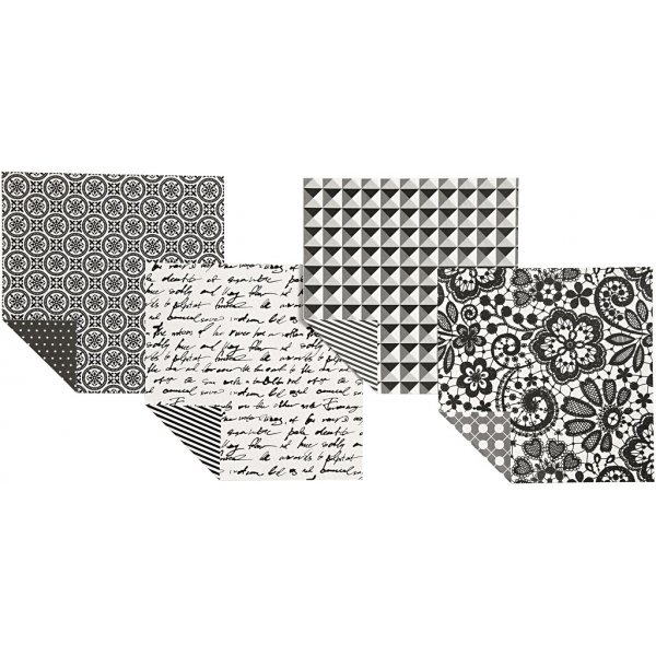 Origamipapper - svart/vit - 10 x 10 cm - 50 ark Origamipapper - svart/vit - 10 x 10 cm - 50 ark
