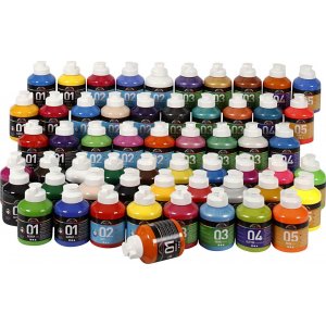 A-Color Akrylmaling - blandede farver - 57 x 500 ml