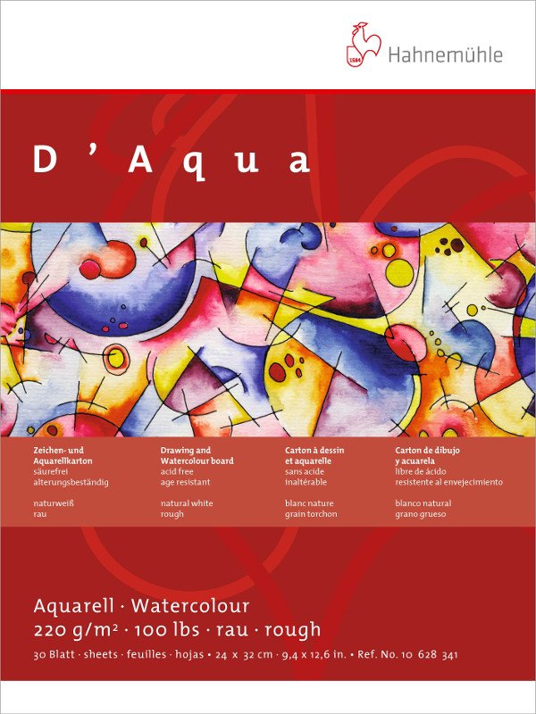 Akvarelblok Hahnemühle D Aqua 220 g Grov - 36x48 cm - Akvarelpapir, Blok