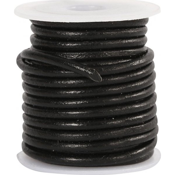 Ldersnre - svart - 3 mm - 5 m