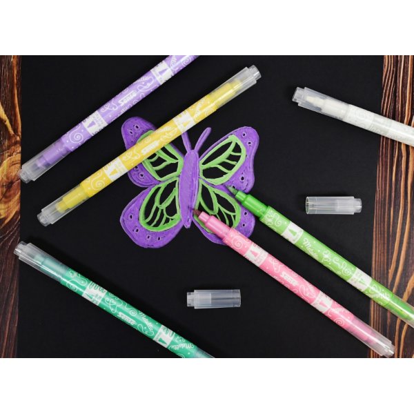 Metallic markers dubbla spetsar 6 f�rger - duo tip