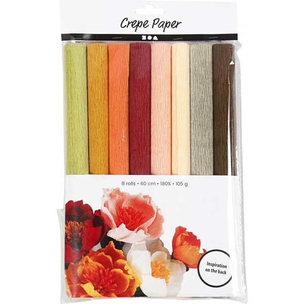 Kräppapper - dova färger - 8 ark Kräppapper - dova färger - 8 ark
