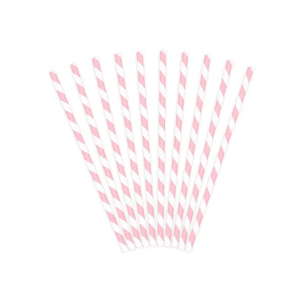 Papirsuger�r med hvide striber 19,5 cm lyser�d - 10-pak