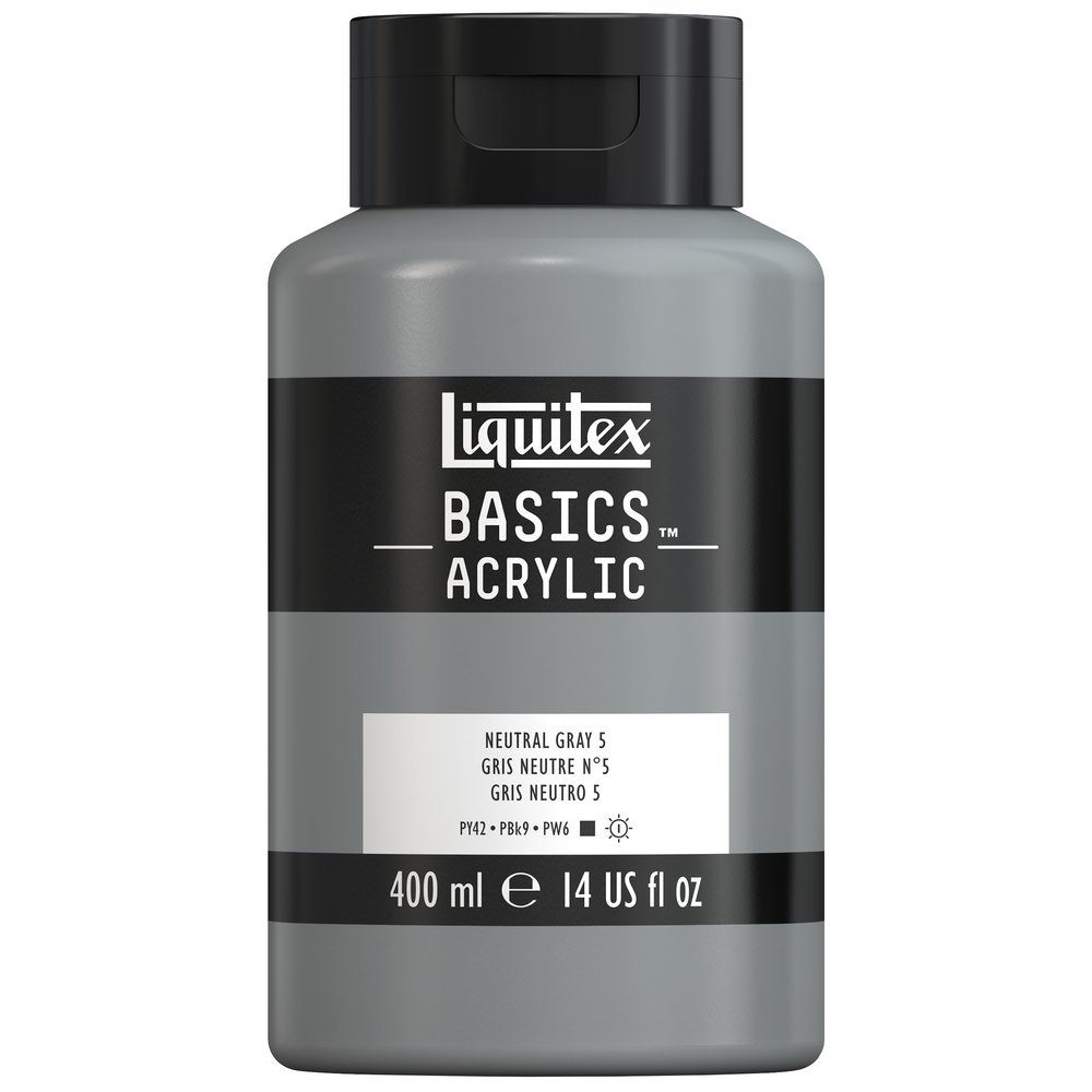 Akrylfärg - Liquitex Basics - 400ml - Neutral Gray Value 5 - Akrylfärger, Konstnärsfärger