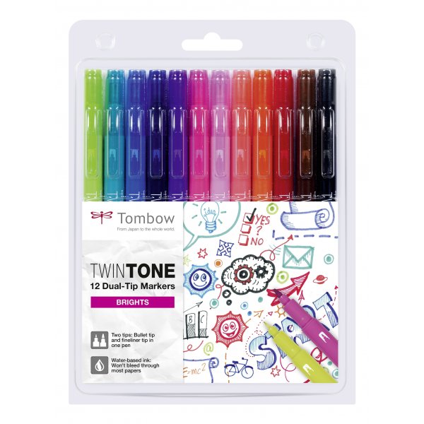 Tombow TwinTone Bright 0,3/0,8 mm 12-pak