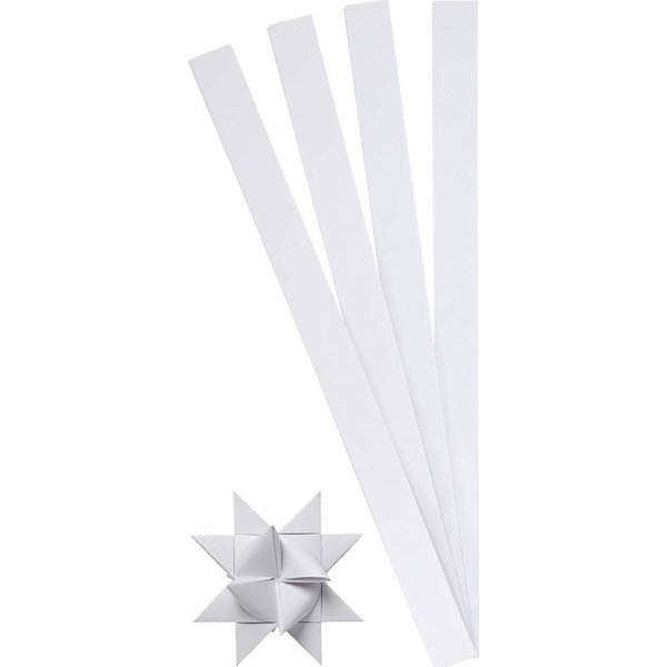 Stjrnstrimlor - vit - 6,5 cm - 100 strimlor