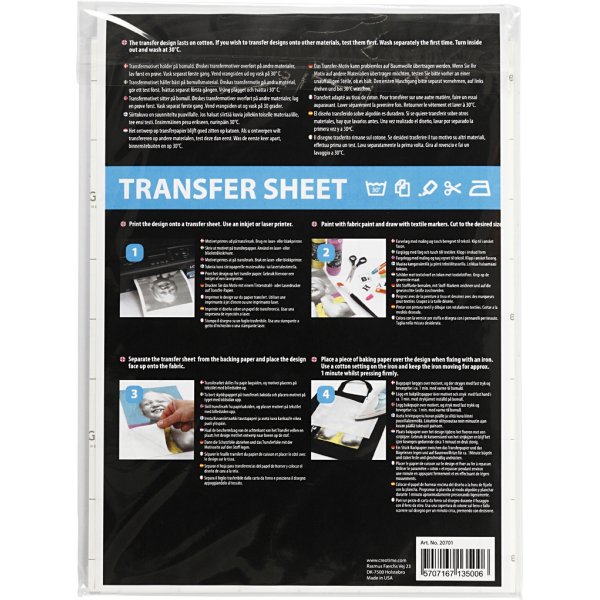 Transferark - vit - till ljusa och mörka textilier - 12 ark Transferark - vit - till ljusa och mörka textilier - 12 ark