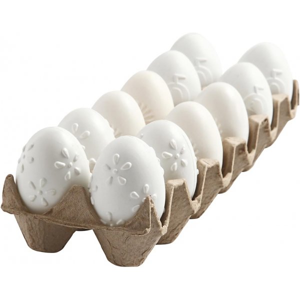 Plastägg - vit - präglat mönster - 12 st Plastägg - vit - präglat mönster - 12 st