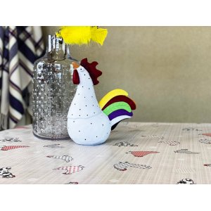 Vaxduk h�ns och tuppar m�nster 140 cm