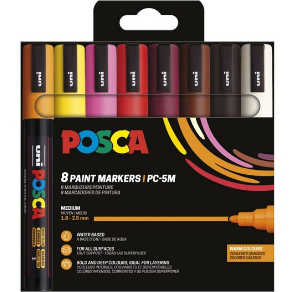 Poscasett PC-5M varme farger - 8 Tusjer