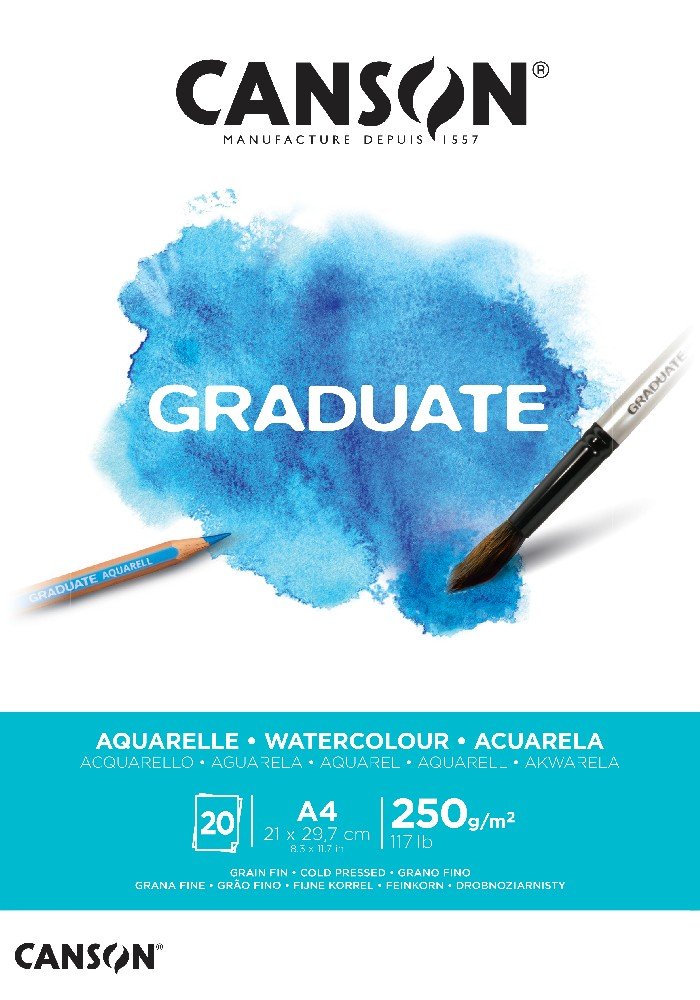 Graduate Akvarelblok 250 g 20 ark - A4 - Akvarelpapir, Blok