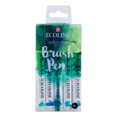 Penselpenna Ecoline Brush Pen 5-pack - Green Blue