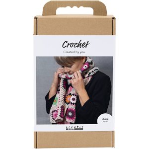 Virkpaket Scarf mormorsrutor Varmfärger Virkpaket Scarf mormorsrutor Varmfärger