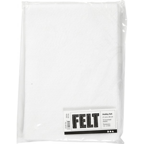 Hobbyfilt - vit - A4 - 10 ark Hobbyfilt - vit - A4 - 10 ark