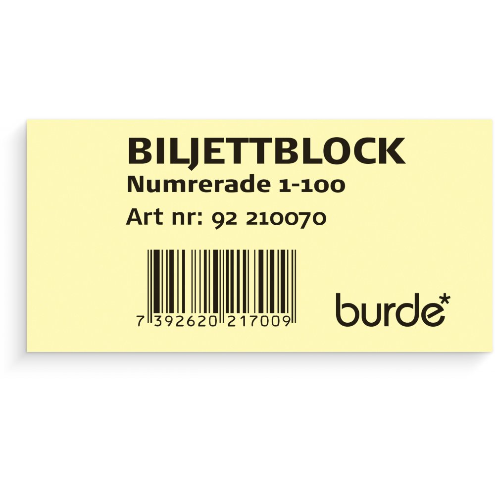 Billetblok 1-100 gul - Formularer, Papir, Kontorartikler