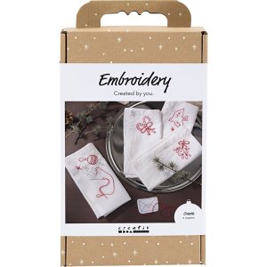 Broderisett juleservietter julerød 4-pakning Broderisett juleservietter julerød 4-pakning