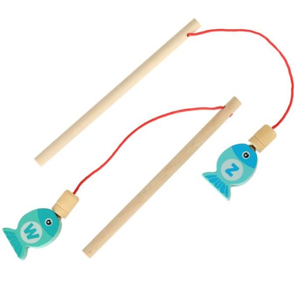 Montessori fiskespel i tr� med magnet 26 delar