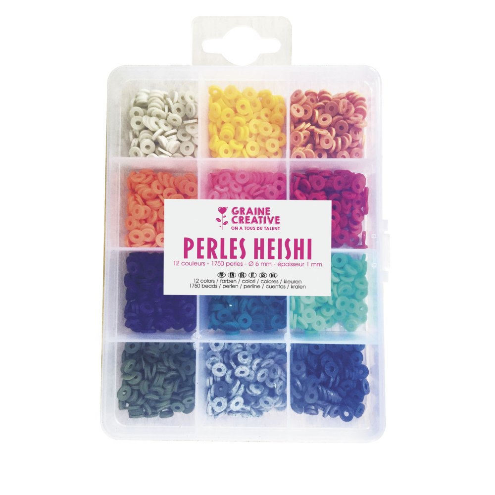 Heishi perler i trendy farver, 1750 stk. - Plastperler, Håndværk