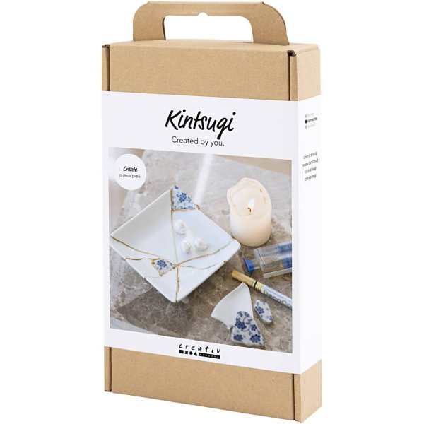 Kintsugi Kit Tønde Blå Guld Hvid - DIY Sæt Kintsugi Kit Tønde Blå Guld Hvid - DIY Sæt