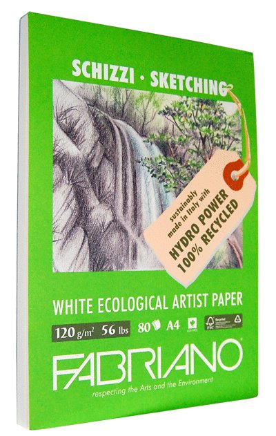 100% vitt ekologiskt Skisspapper 120 gram/m² - Block A4 - Ritblock, Block