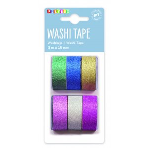 Washitape Plain Glitter 6-pack