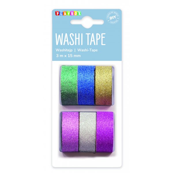 Washitape Plain Glitter 6-pack