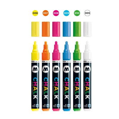 Markerset Chalk 4 mm 6 Tusjer- Neon