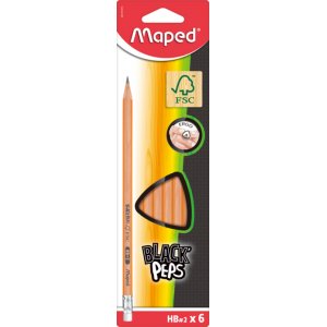 Maped - HB#2 blyertspenna med radertopp 6-pack