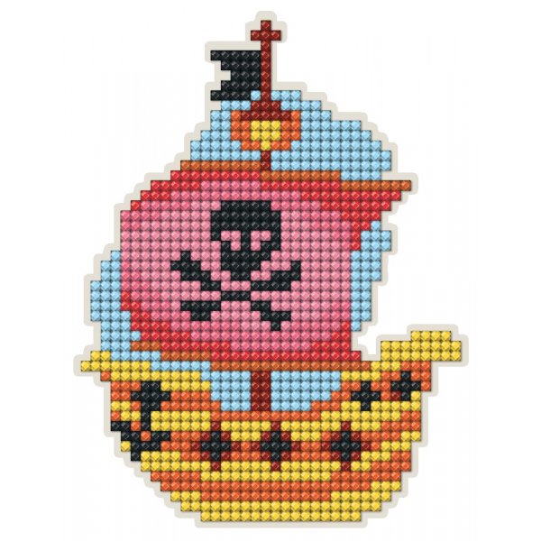 DiamondArt Magnet 9,8x12,7 cm - Piratskepp