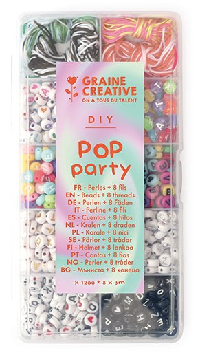 Bokstavperler Pop Party med tråder - 1200 stk - Bokstavperler, Håndverk