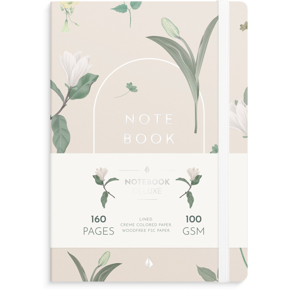 Notesbog - Deluxe - A5 - Blomster - Notesbøger, Kontorartikler