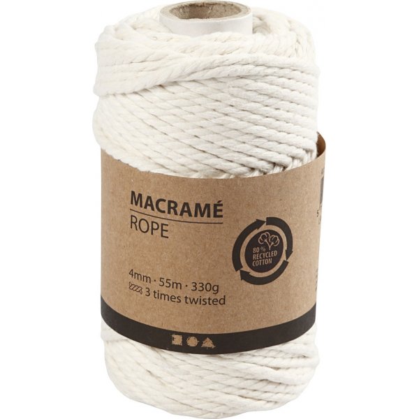 Makramégarn - råvit - Ø4 mm - 55 m Makramégarn - råvit - Ø4 mm - 55 m