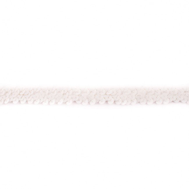 Bort/kantbånd med Pailletter - Stretch 20 mm - Offwhite - Rand, Bånd & dekorationsbånd, Tekstilbånd & snor