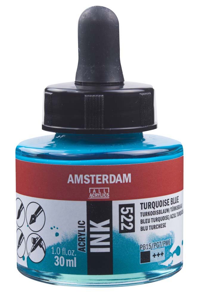 Akrylmarker Amsterdam 30 ml - Turquoise Blue - Tusch & Blæk, Kunstnerfarver