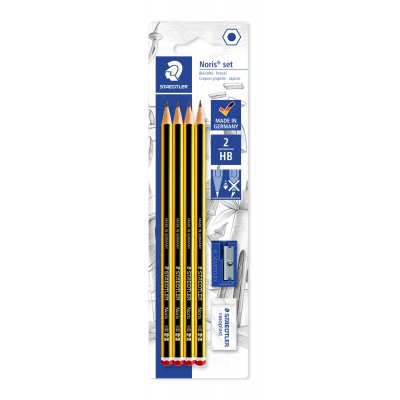 Noris - St med blyanter, blyantspidsere og viskelder - 4 blyanter