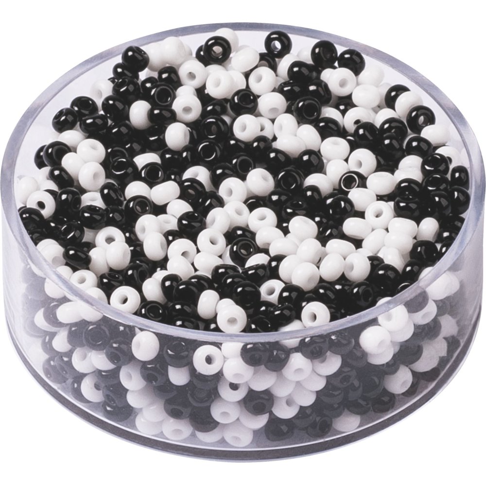 Boheme rocailleperler 2,5 mm 17 g - Sort og hvid - Blandinger af rocaillesperler, Rocaillesperler, Håndværk