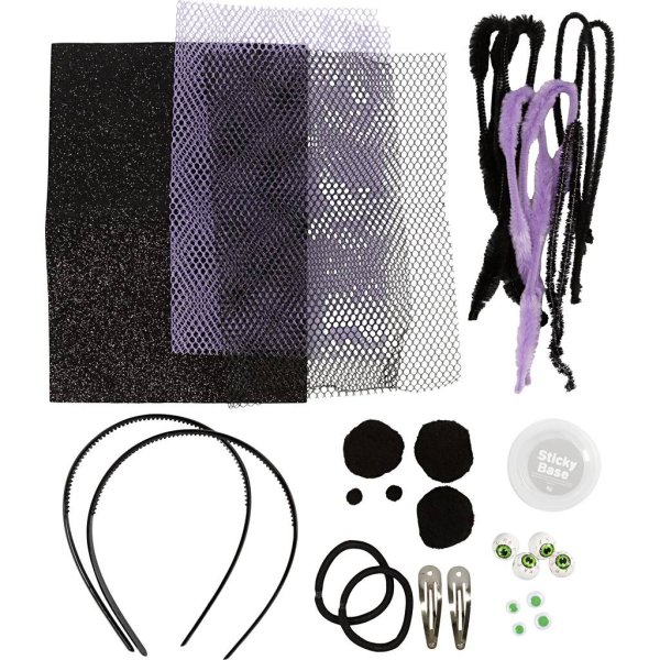 DIY-sæt med uhyggeligt hårtilbehør til Halloween, sort/lilla DIY-sæt med uhyggeligt hårtilbehør til Halloween, sort/lilla