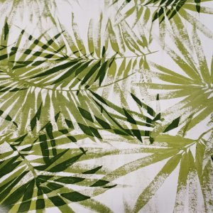Vaxduk PVC palmblad i vit/gr�n 140 cm