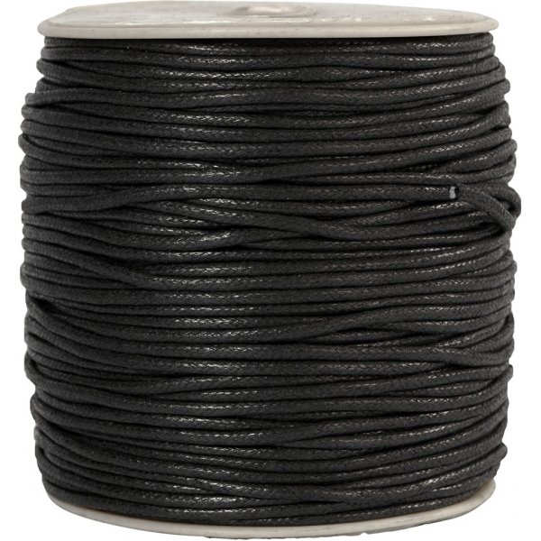Bomullssnöre - svart - 100 m - Ø2 mm Bomullssnöre - svart - 100 m - Ø2 mm