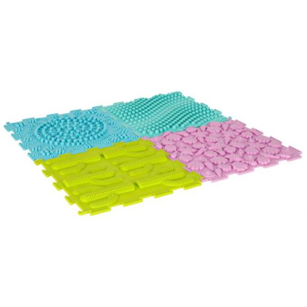 Sensorisk matta Montessori fotmassage 8 delar Pastell - Pusselmatta
