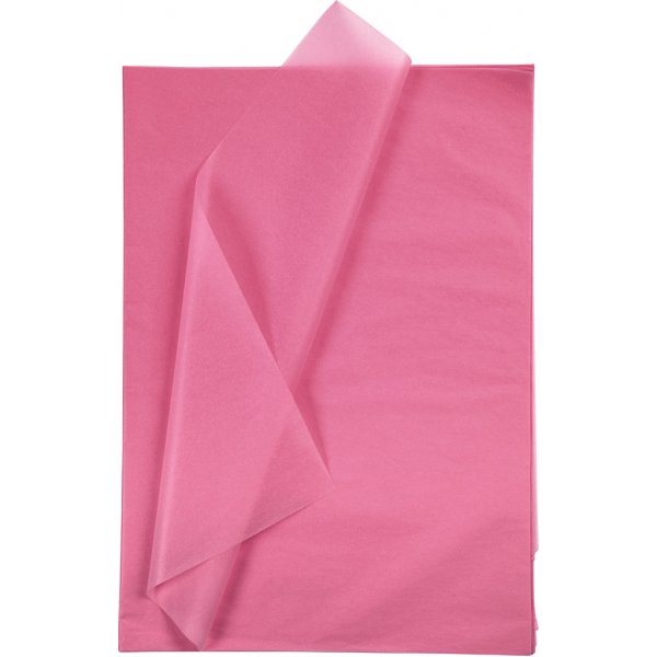Silkespapper - rosa - 50 x 70 cm - 14 g -25 ark Silkespapper - rosa - 50 x 70 cm - 14 g -25 ark