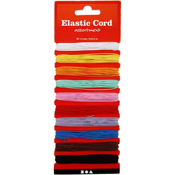 Elastiskt snöre - 1 mm - mixade färger - 10 x 3,5 m Elastiskt snöre - 1 mm - mixade färger - 10 x 3,5 m