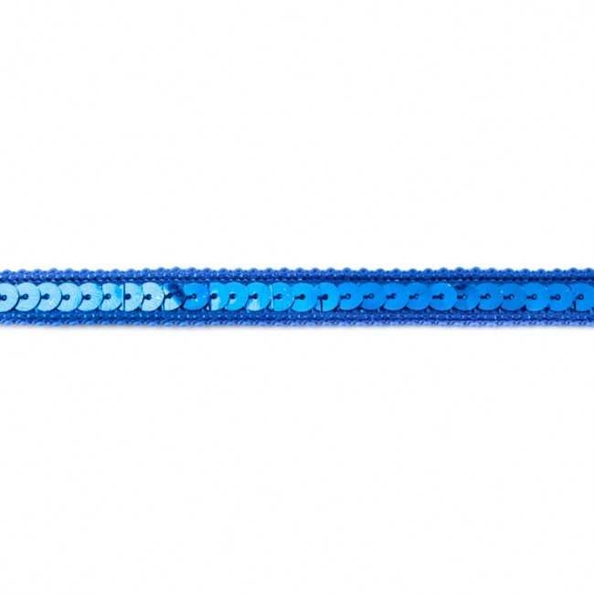 Bort/kantbånd med pailletter 10 mm - Koboltblå - Rand, Bånd & dekorationsbånd, Tekstilbånd & snor