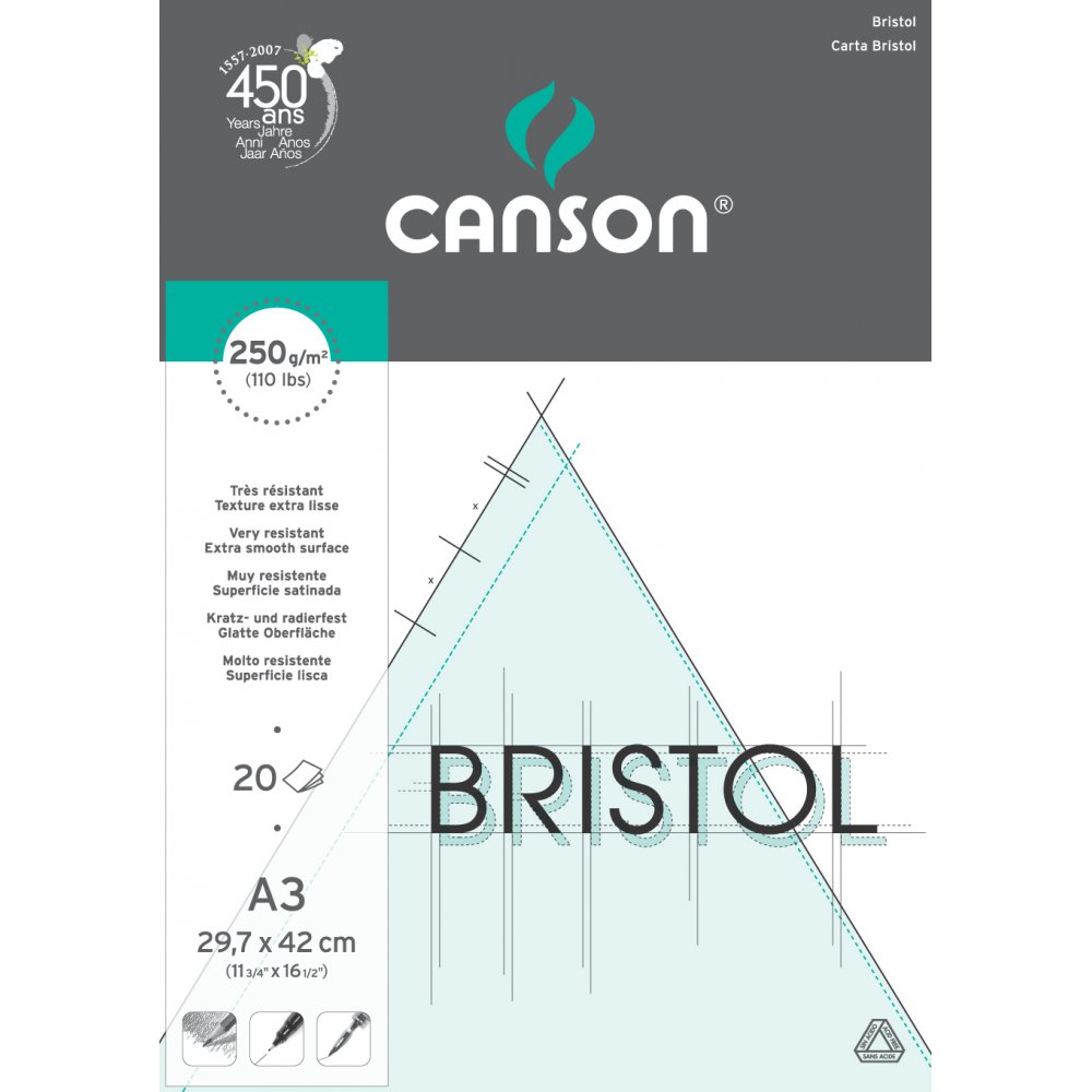 Canson Bristol 250g - A3 - Skissblock, Block